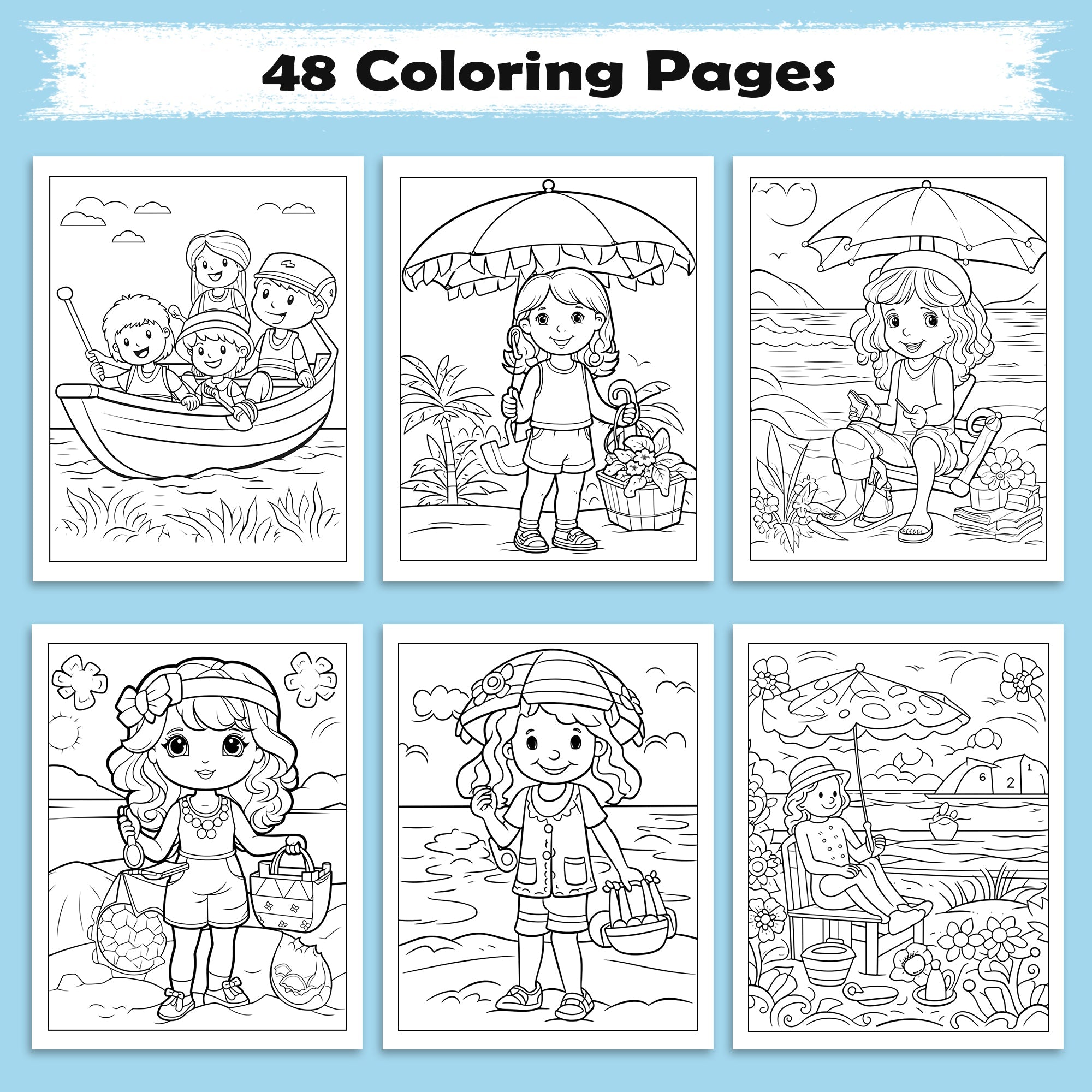 Aloha Shoreline Adventures Coloring Pages – 48 Fun Hawaii Beach Scenes for Kids