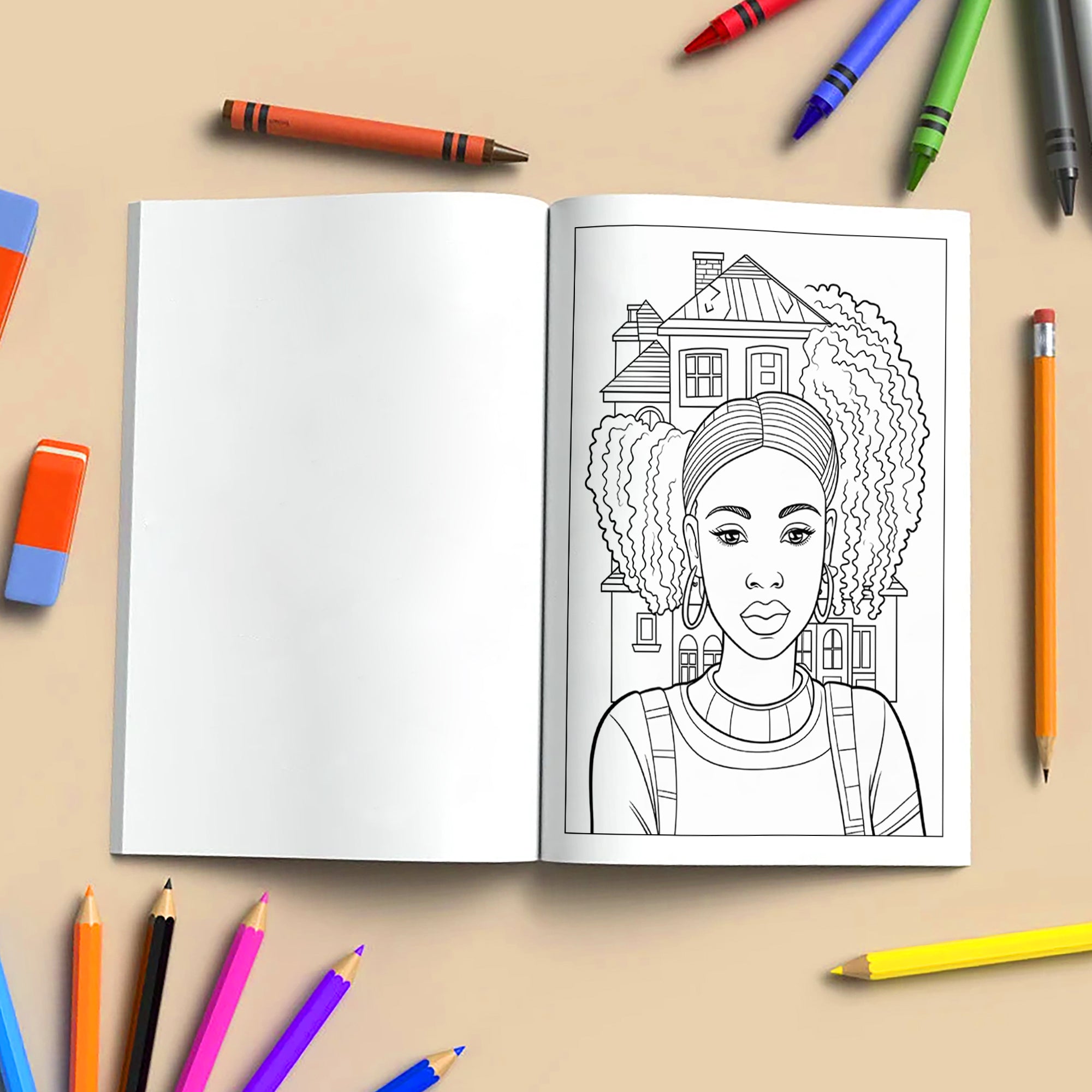 African Elegance Coloring Pages – 48 Pages – Beautiful Cultural Queens Portraits – For Adults