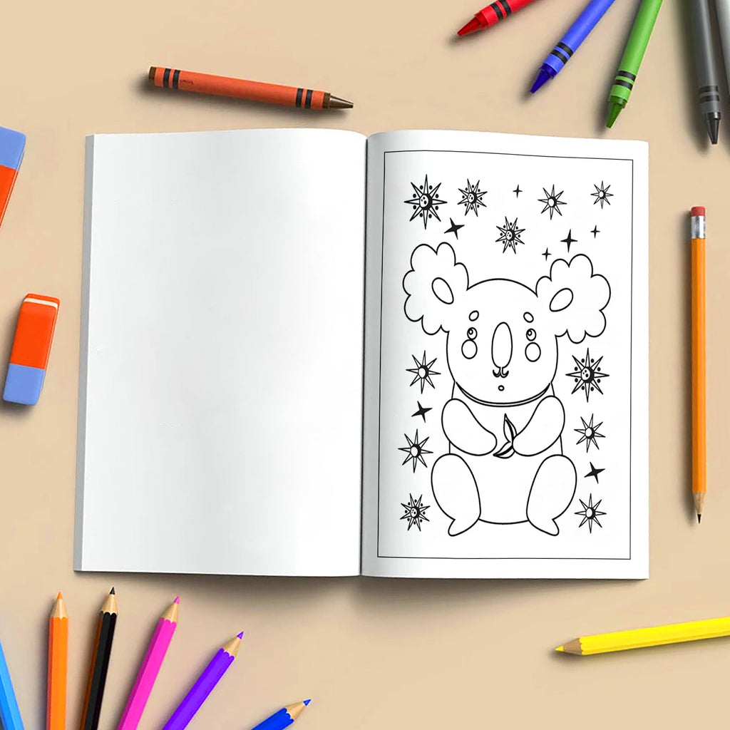 Starlit Friends Coloring Pages – 48 Pages – Cute Night Animals – For Kids