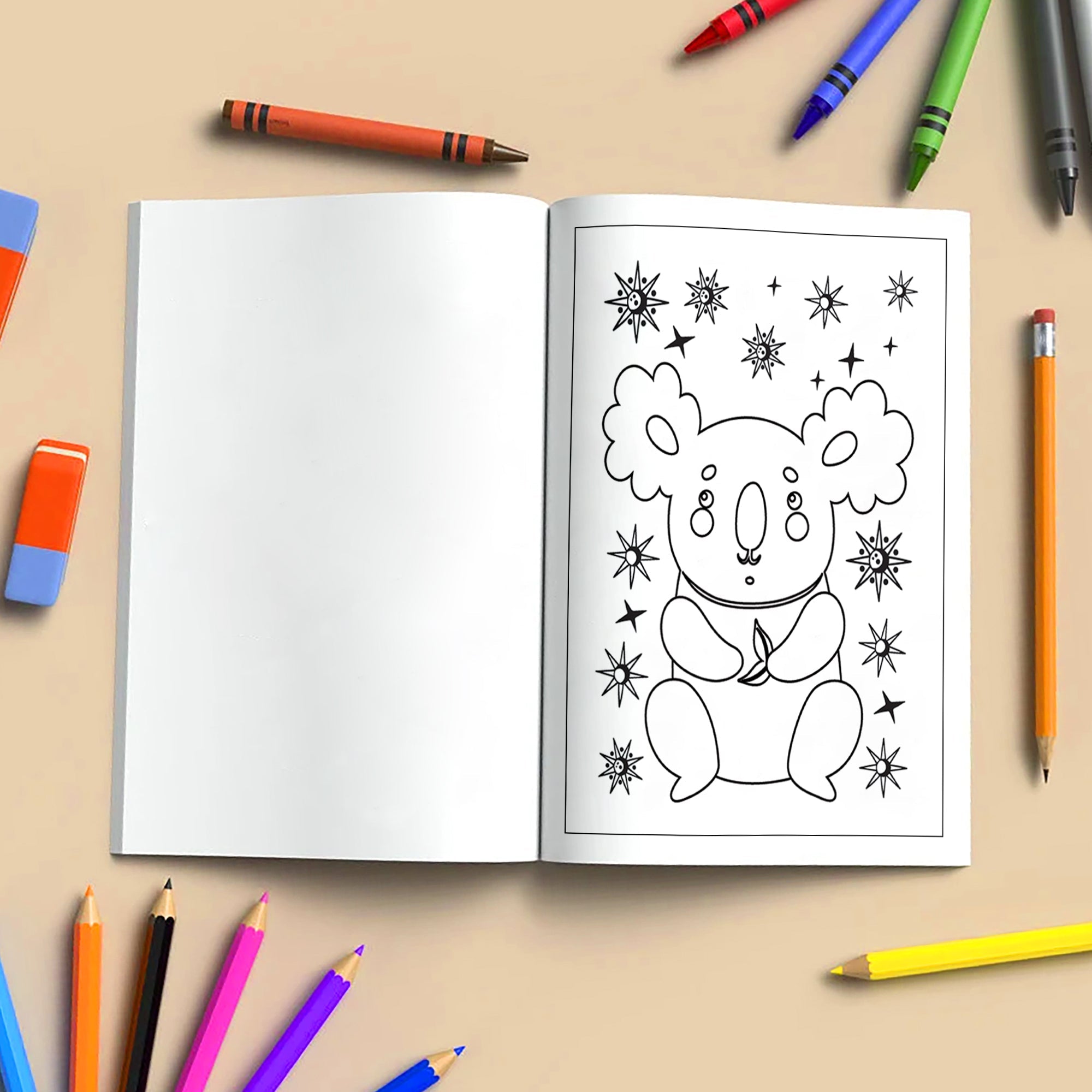 Starlit Friends Coloring Pages – 48 Pages – Cute Night Animals – For Kids