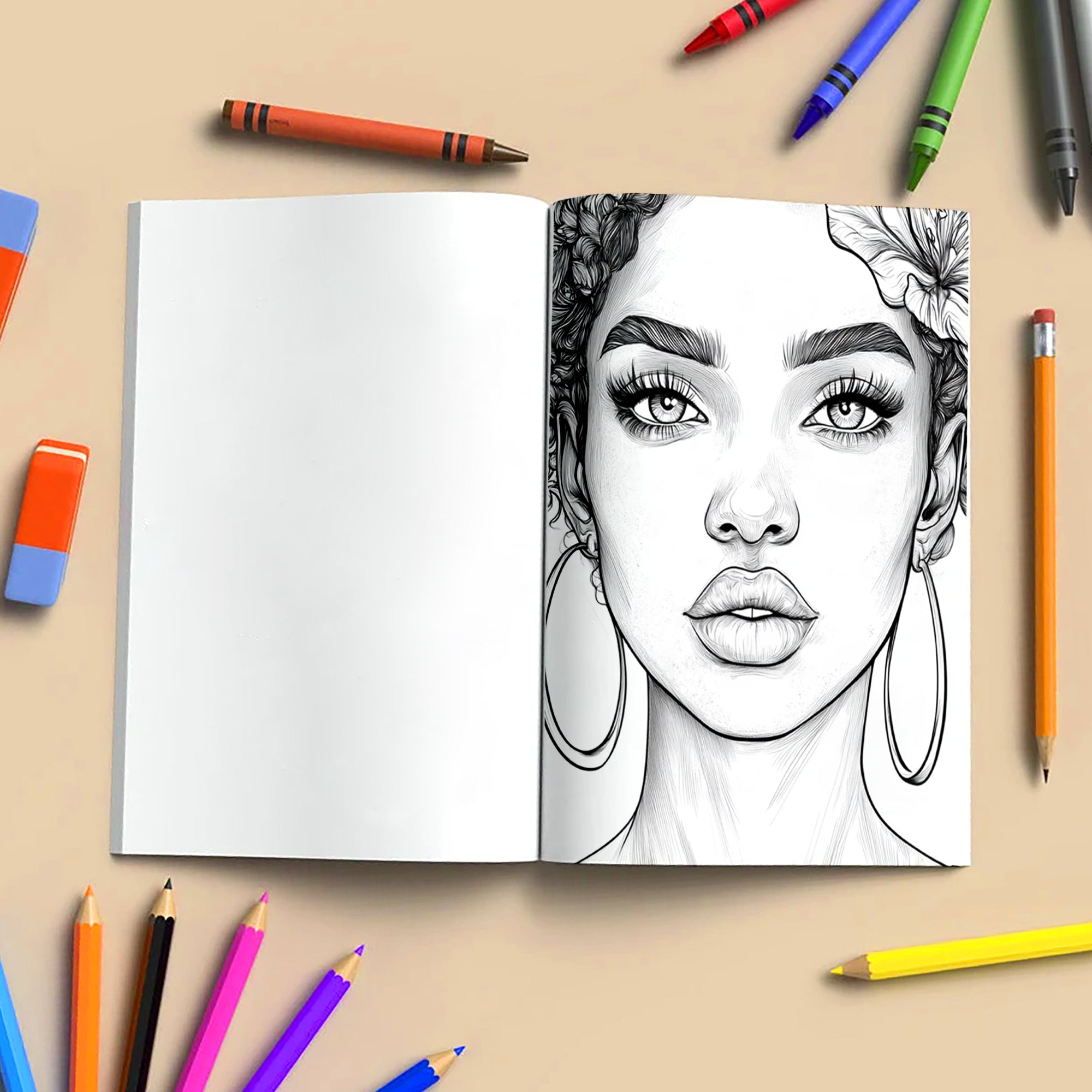 Queens of Color Coloring Pages – 48 Pages – Bold & Beautiful Black Girl Portraits – For Adults