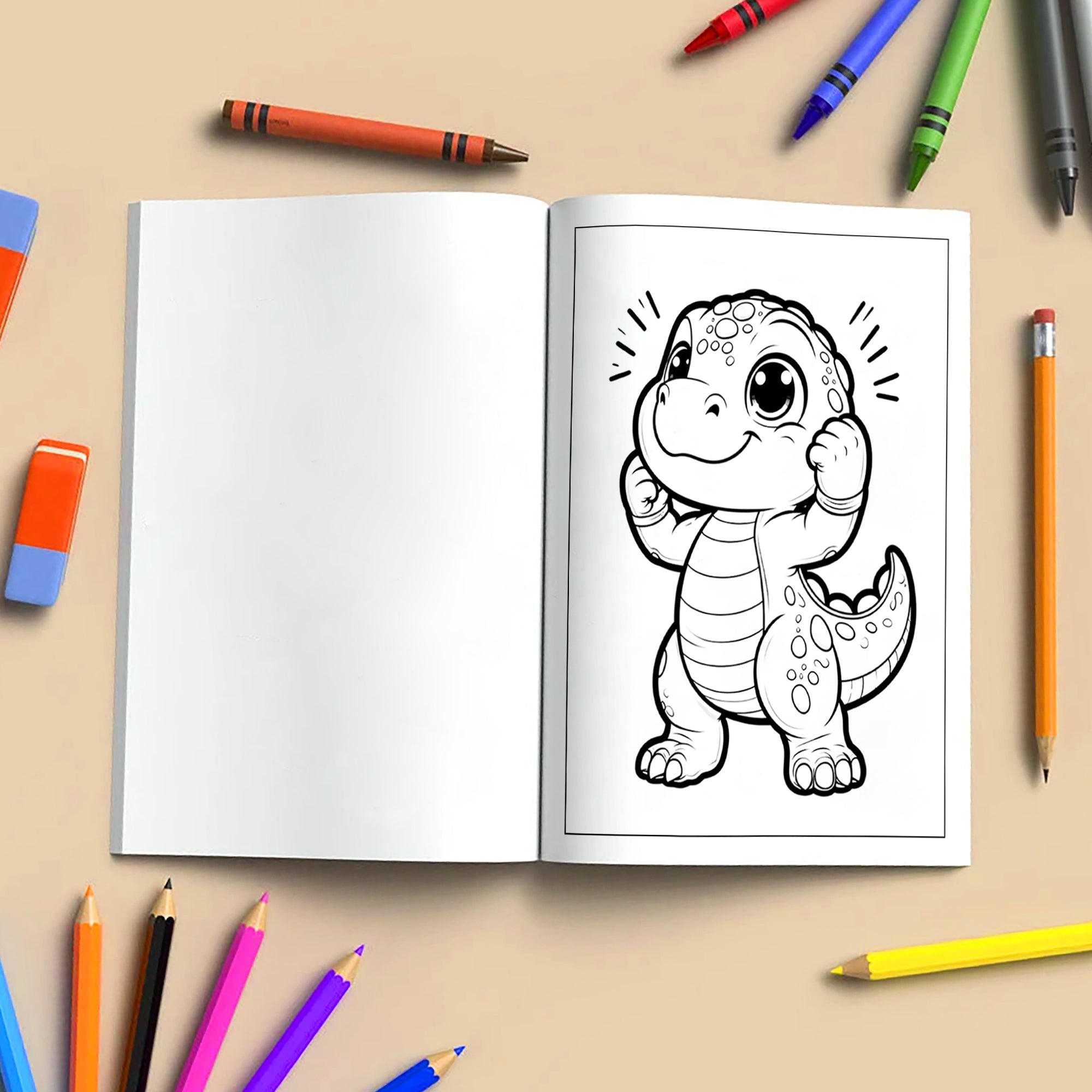 Funny Dino Moments Coloring Pages – 48 Pages – Adorable and Funny Dinosaur Scenes – For Kids