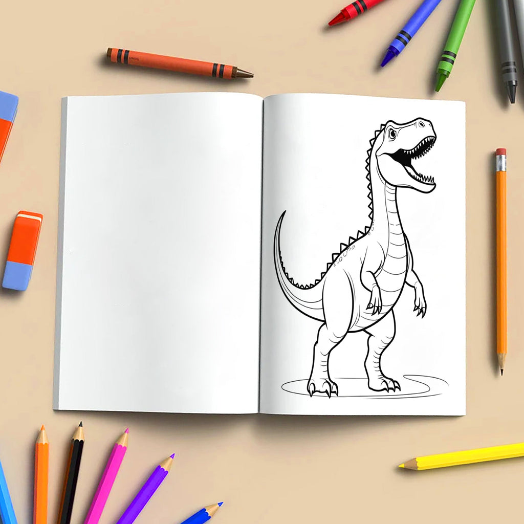 Dino Kingdom Coloring Pages – 48 Pages – Strong and Wild Dinosaur Scenes – For Kids