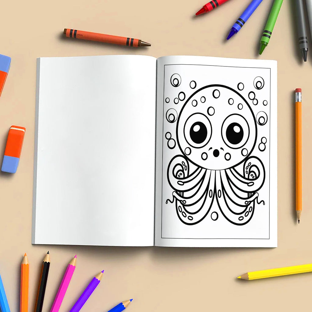 Ocean Adventures – Animal Coloring Pages – 48 Pages – Cute Sea Creatures, Bubbles, Underwater Fun – For Kids