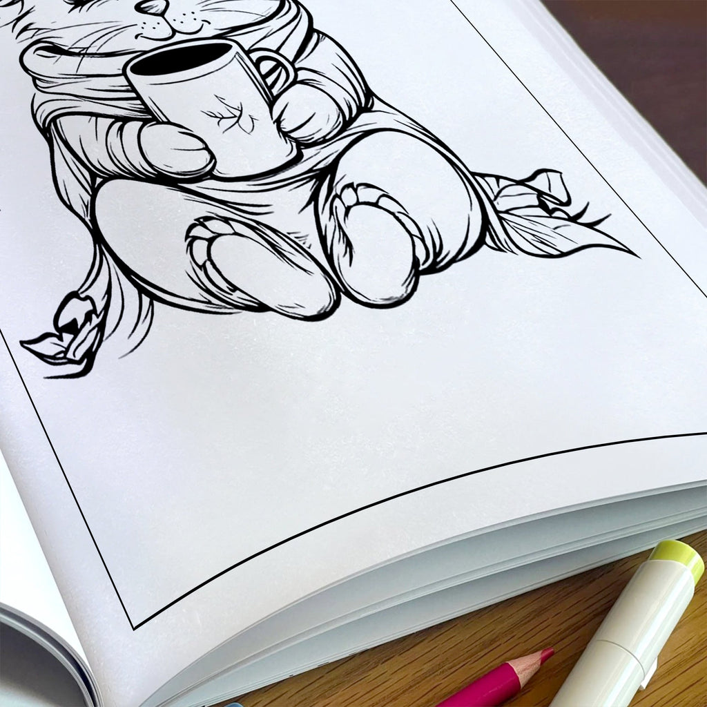 Cozy Critters Coloring Pages – 48 Pages – Cute Animals in Cozy Scenes – For Kids