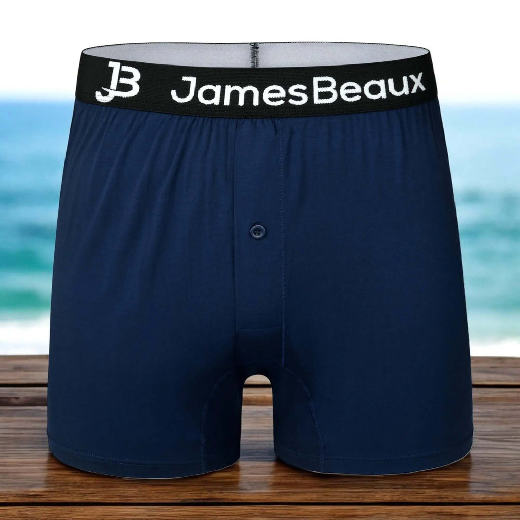 Bamboo Boxer Shorts for Men James Beaux Men's Navy Blue Boxers