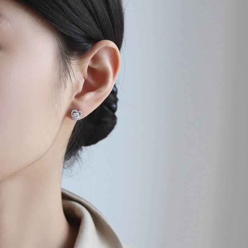 S925 Colorful Moissanite/CZ Heart Shape Halo Stud Earrings, 0.5ct D-Grade VVS Certificate, Hypoallergenic Sterling Silver Gift