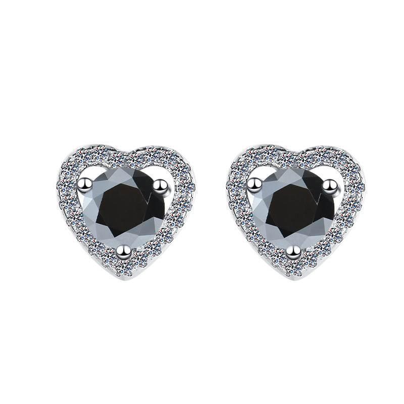 S925 Colorful Moissanite/CZ Heart Shape Halo Stud Earrings, 0.5ct D-Grade VVS Certificate, Hypoallergenic Sterling Silver Gift