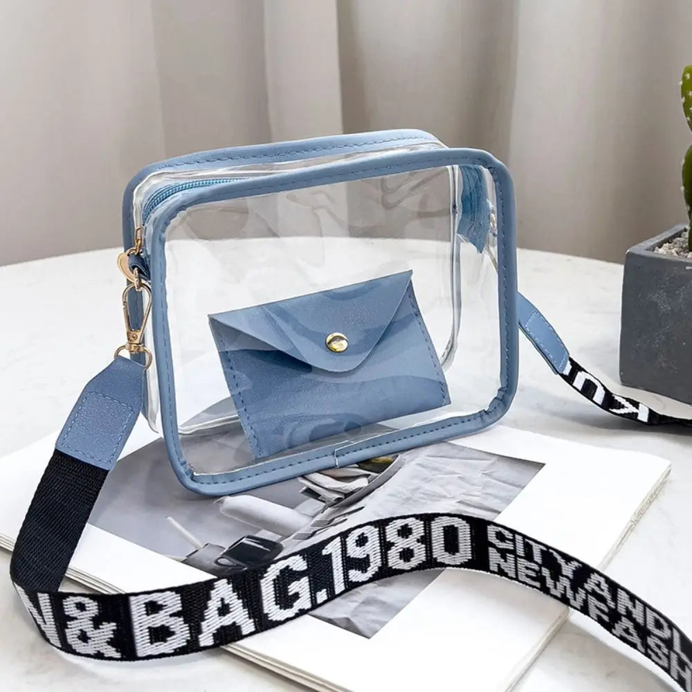 Transparent Crossbody Bag for Women | Candy Color Letter Fashion Shoulder Bag & PVC Transparent Jelly Bag (Small Square Bag)