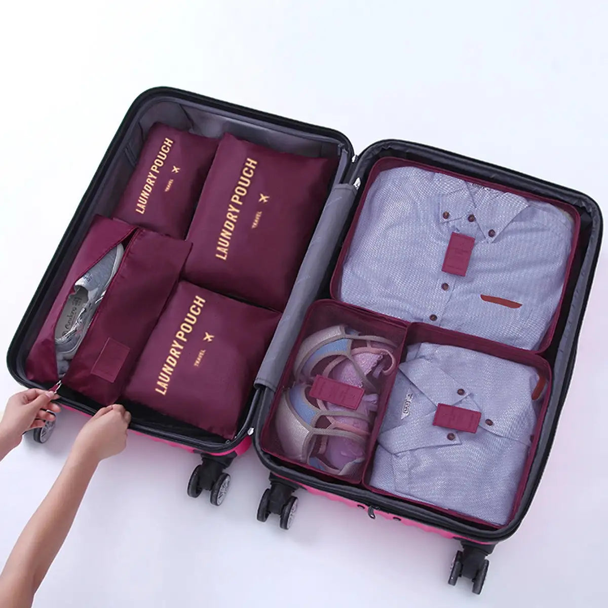7PCS/Set Travel Organizer Storage Bags | Suitcase Packing Set & Portable Luggage Organizer (Clothes Shoe Pouch)