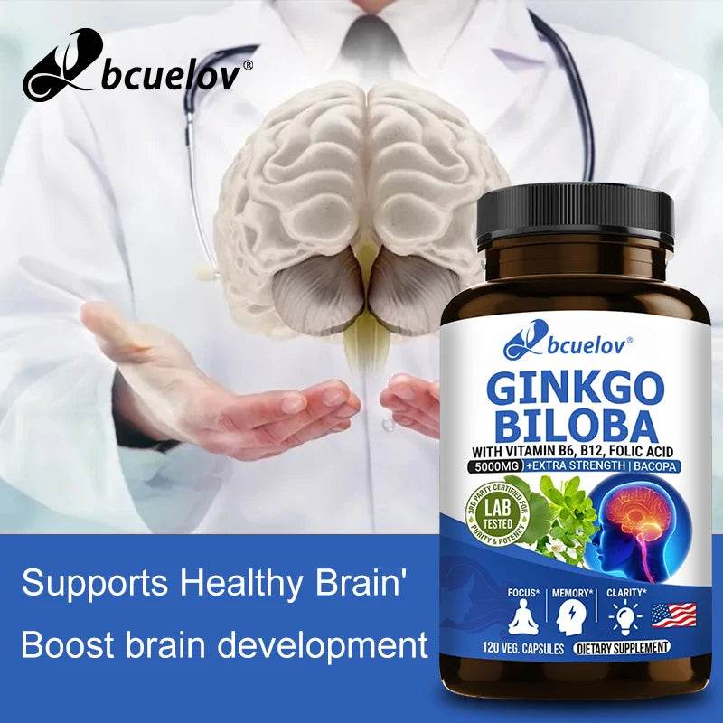 Ginkgo Biloba - Brain Booster - Rich in vitamins B6, B12, folic acid, helps improve concentration and memory, cognitive abilitie