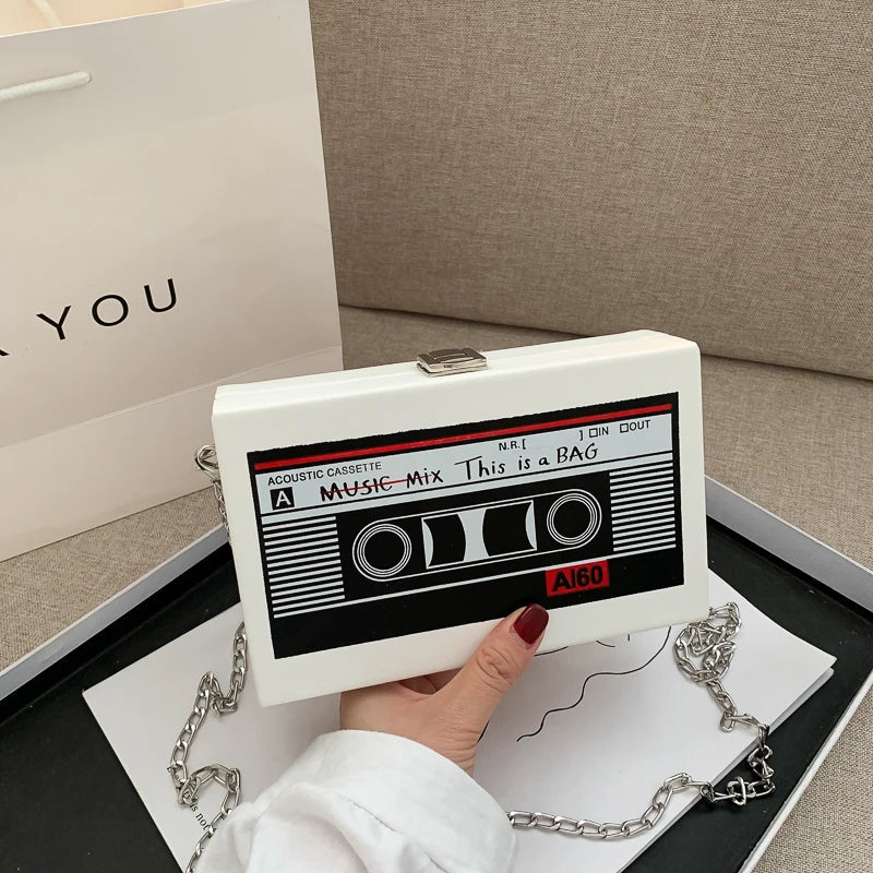 New Retro Magnetic Tape Radio Style Square Bag | Women's Shoulder Bag & Crossbody Bag (Fashionable Leisure Retro Pop)