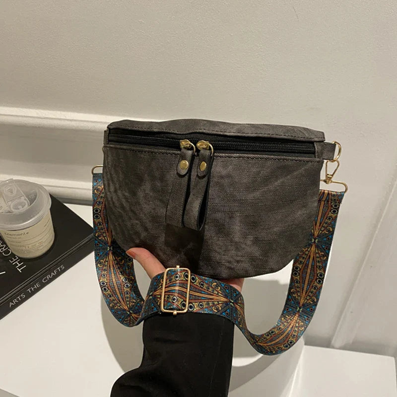 Stylish Hobo Solid Color Satchel | Luxury Designer Chest Bag & Women's PU Leather Waist Bags (Wide Strap Fashion Fanny Shoulder Pack)