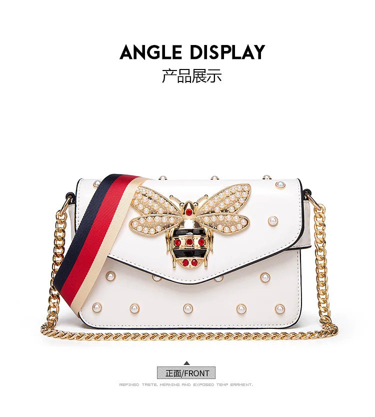 New Fashion Women's Bag Trend | Brand Pearl Bee Shoulder Bag & High Quality Temperament Ladies Crossbody Bag (Designer Luxury Handbag)
