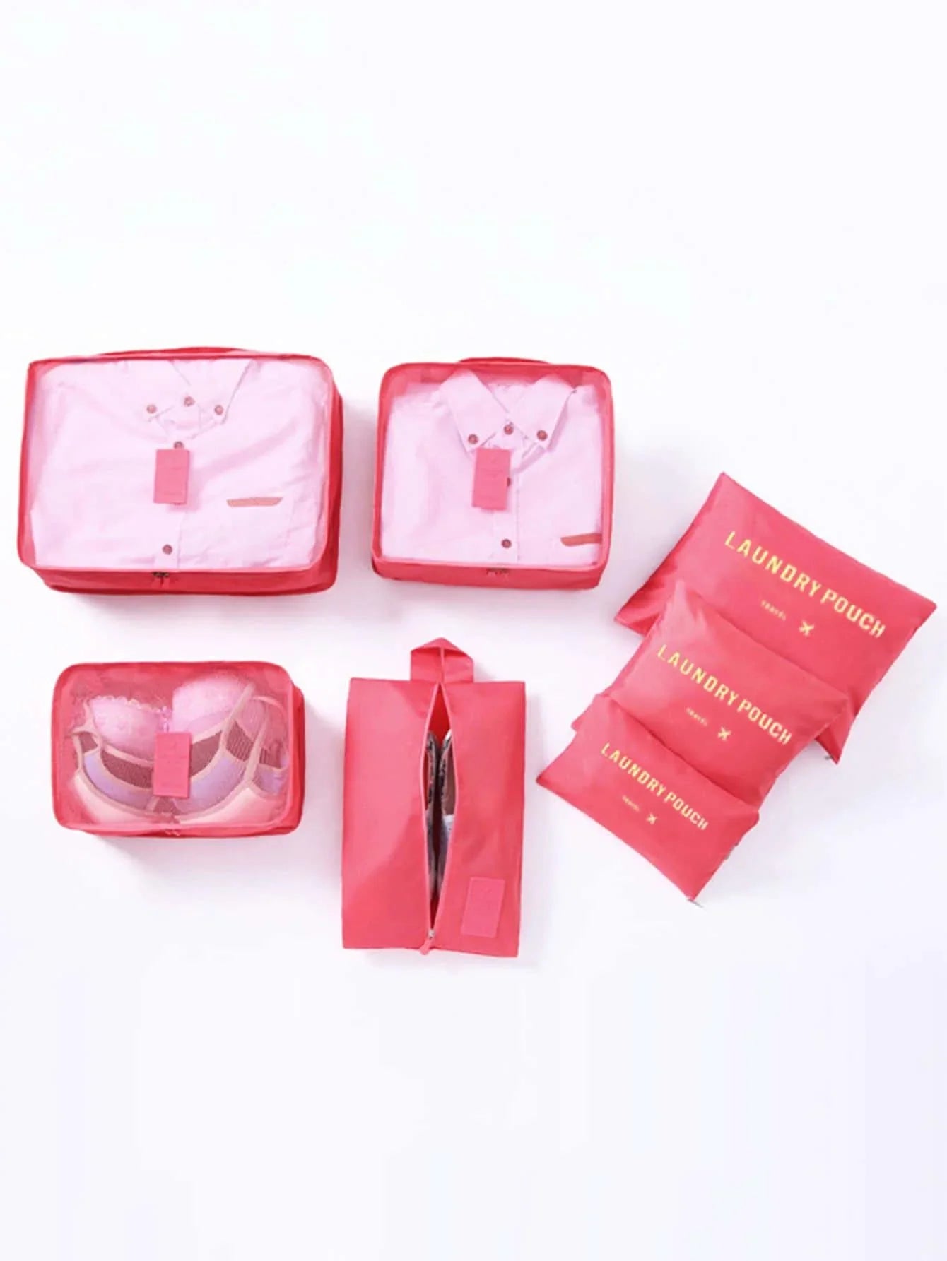 7PCS/Set Travel Organizer Storage Bags | Suitcase Packing Set & Portable Luggage Organizer (Clothes Shoe Pouch)