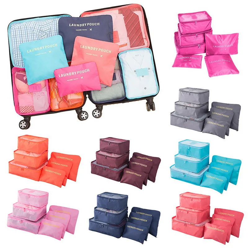 6pcs Set Travel Storage Bags | Suitcase Packing Set & Portable Luggage Organizer (Clothes Shoe Foldable Organizer)