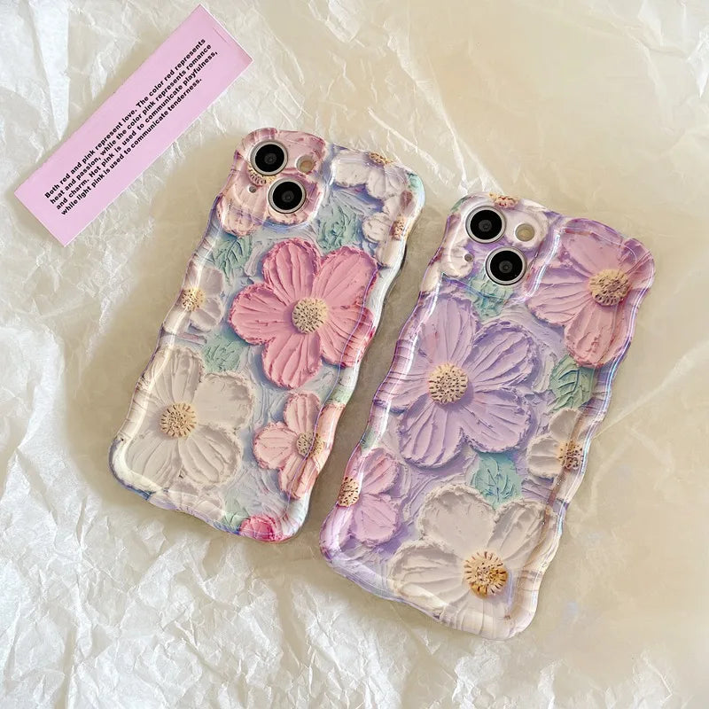 Retro Oil Painting Flowers Phone Case For iPhone
