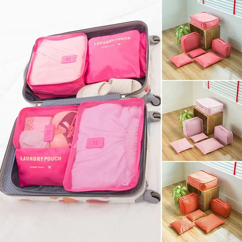6pcs Set Travel Storage Bags | Suitcase Packing Set & Portable Luggage Organizer (Clothes Shoe Foldable Organizer)