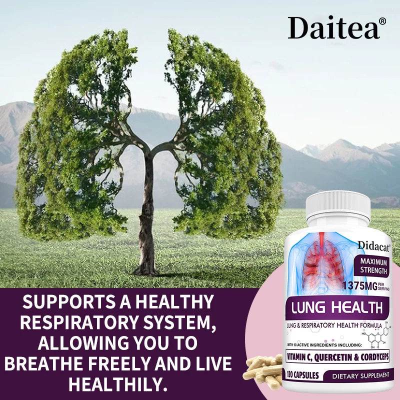 Lung Health Supplement, Detox, Cleanse, Lung Support, Respiratory Health with Vitamin C, Quercetin, Cordyceps