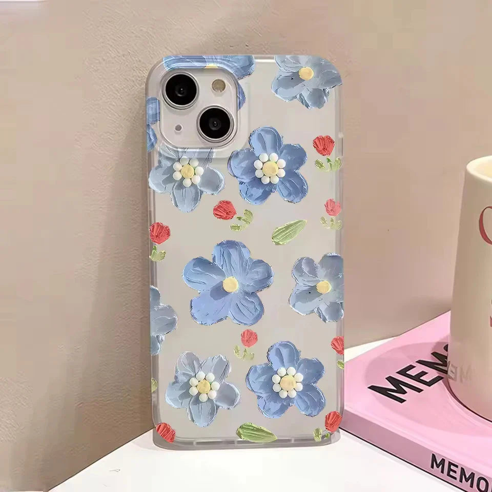 Oil Painting Flower Simple Phone Case For iPhone
