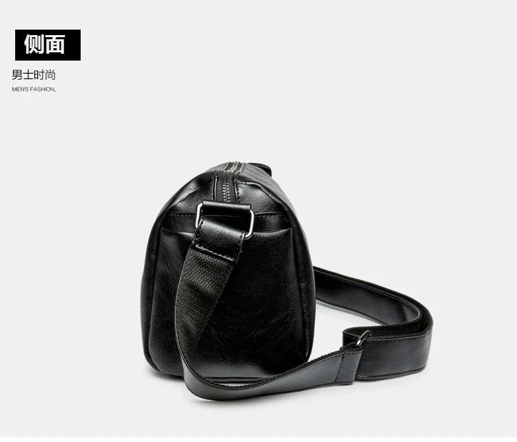 Soft Leather Men's Crossbody Bag | Shoulder Messenger Bag & Casual Simple Design Solid Sling Shoulder Bag Pack