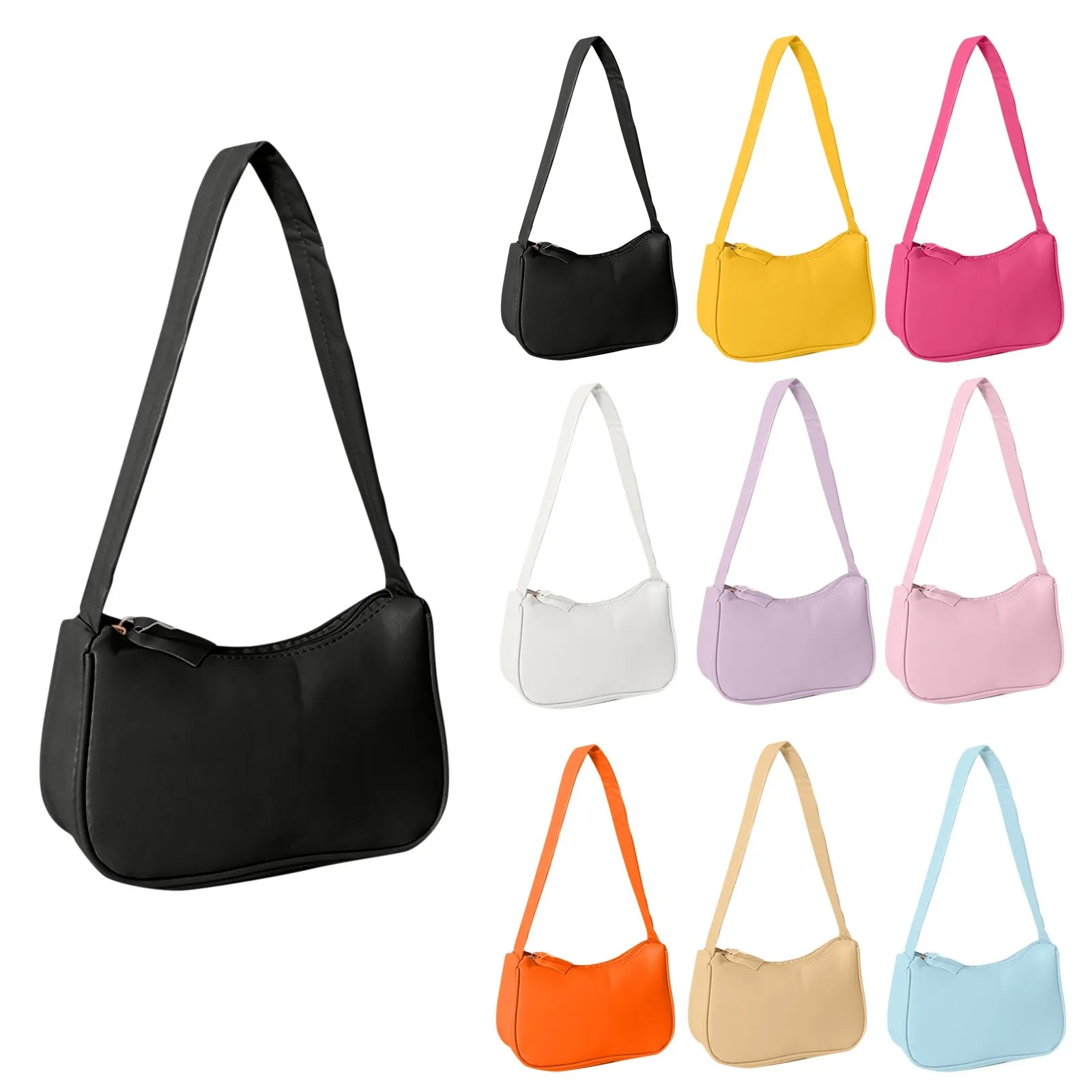 Retro Women's Solid Color Zipper Phone Bag | Hand Bag, Shoulder Bag & Armpit Bag (Mochilas Para Mujer, Mochila Y2k)