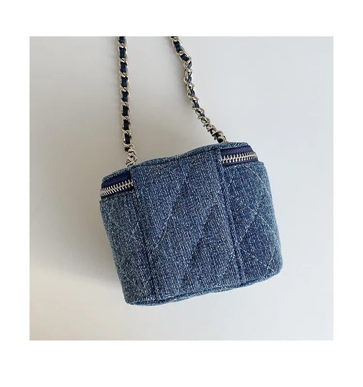 Mini Denim Crossbody Bags for Women | Lingge Chains Shoulder Bag & Fashion Brands Box Bag (Lipstick Coins Purses & Handbags)