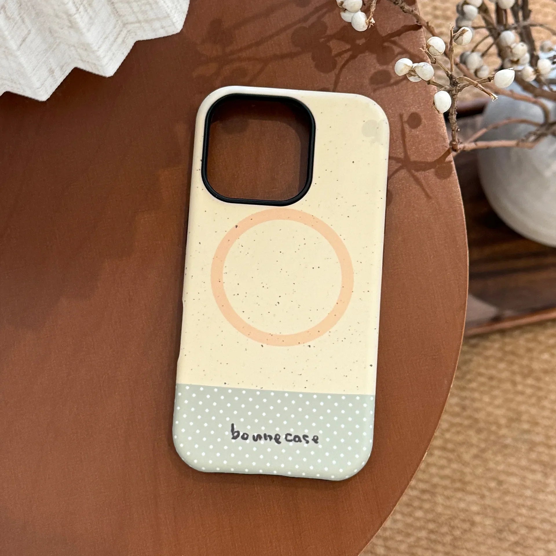 Korean Splash-ink Polka Dot Splicing Magnetic Phone Case For iPhone