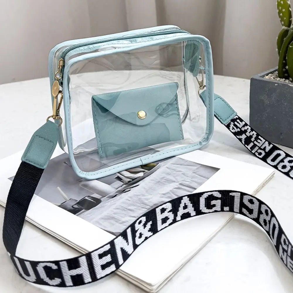 Transparent Crossbody Bag for Women | Candy Color Letter Fashion Shoulder Bag & PVC Transparent Jelly Bag (Small Square Bag)
