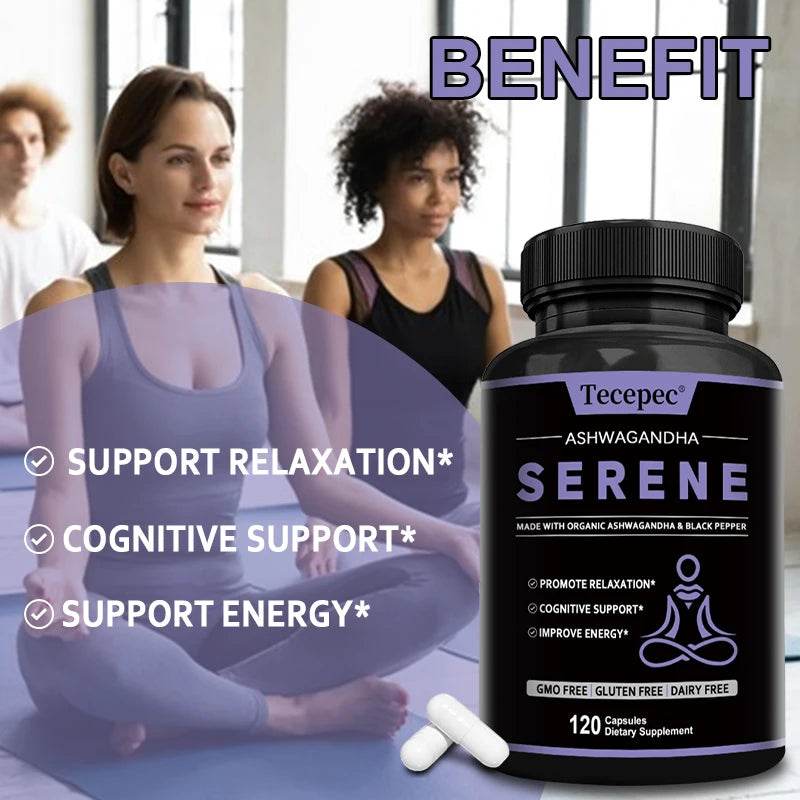 Organic Ashwagandha 1300 mg Supplement with Black Pepper Root Powder to Help Relieve Stress and Stay Calm, 120 Capsules