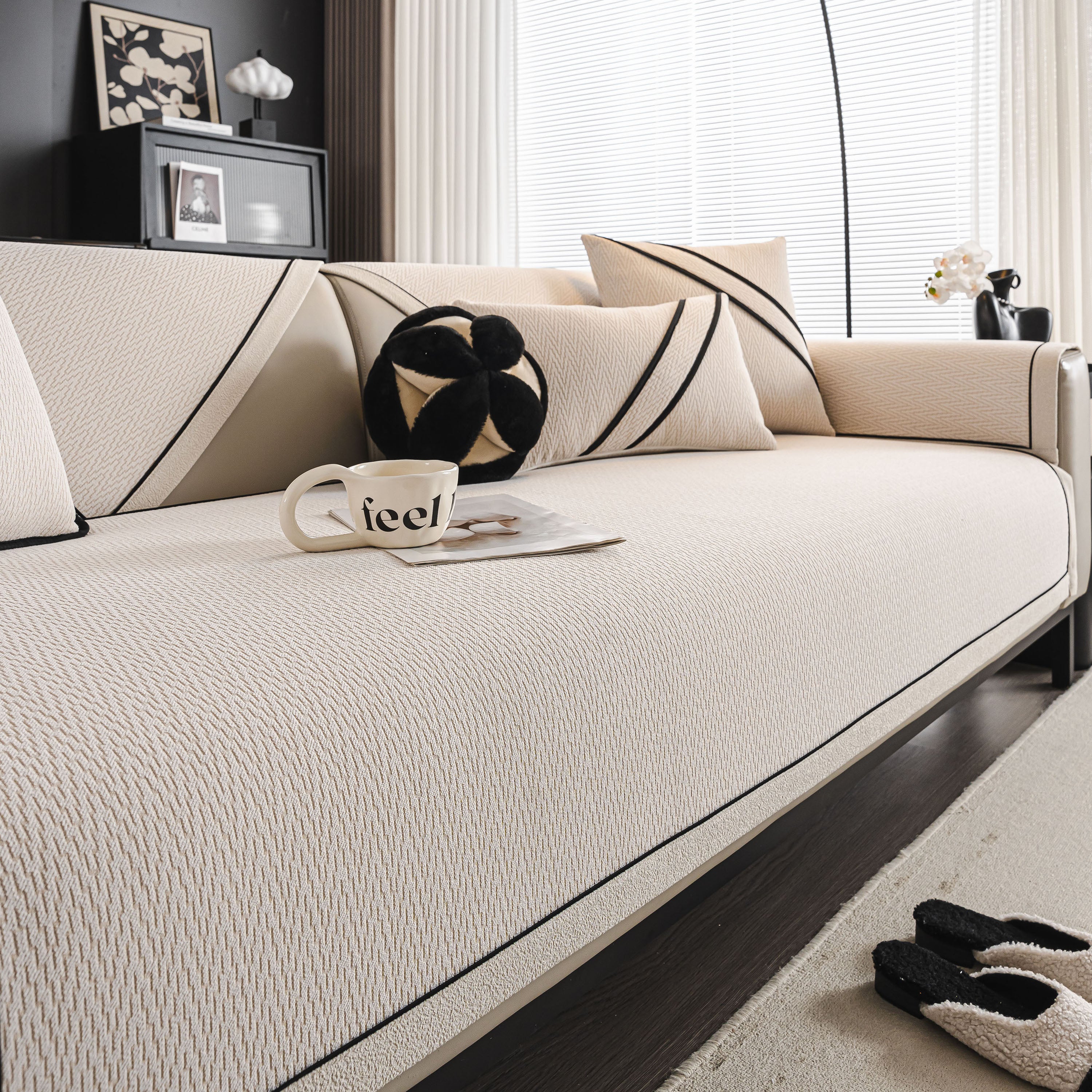 Herringbone Couch Protector for Pets, Non-Slip Washable Sectional Couch Covers