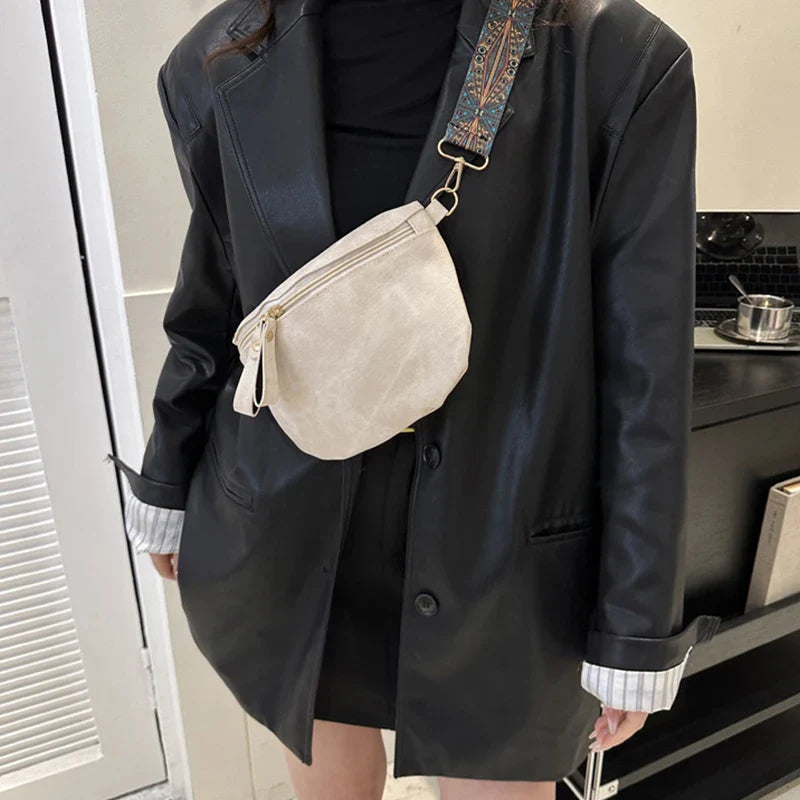 Stylish Hobo Solid Color Satchel | Luxury Designer Chest Bag & Women's PU Leather Waist Bags (Wide Strap Fashion Fanny Shoulder Pack)