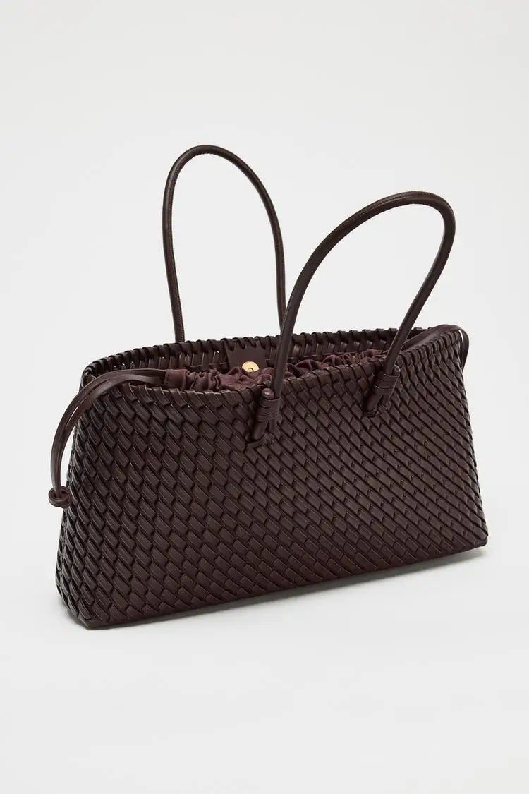 ELONGATED WOVEN SHOPPER BAG | Fashionable Top Handle Tote & Women's Shoulder Handbags (Luxury Design for Everyday Style)