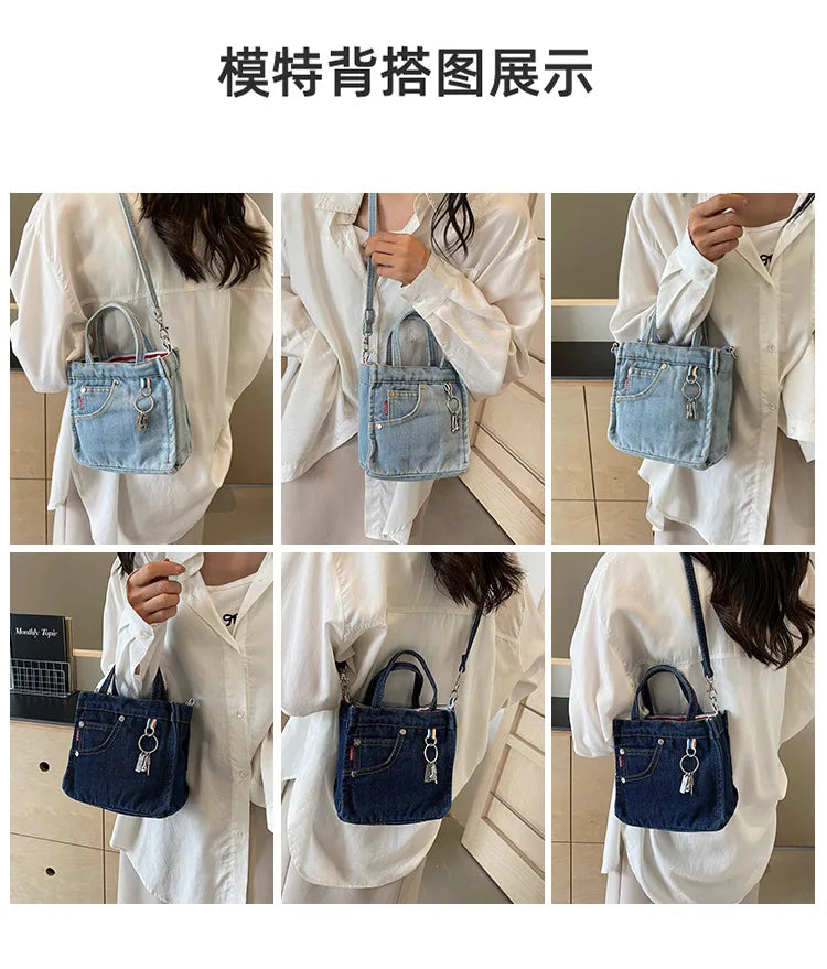 Ladies' Crossbody Bags | Creative Retro Washed Denim & Personalized Fashionable Versatile Handbags (High-quality Shoulder Bags for Girls)