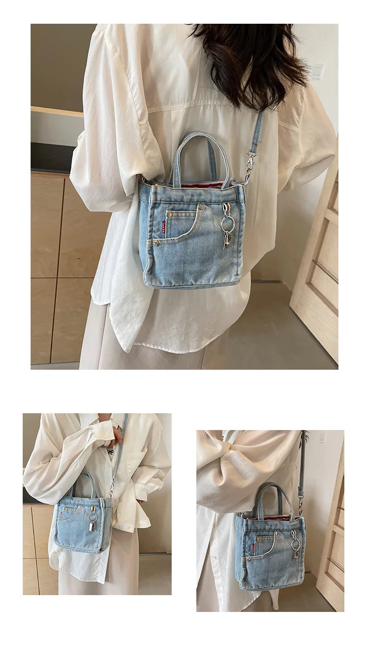Ladies' Crossbody Bags | Creative Retro Washed Denim & Personalized Fashionable Versatile Handbags (High-quality Shoulder Bags for Girls)