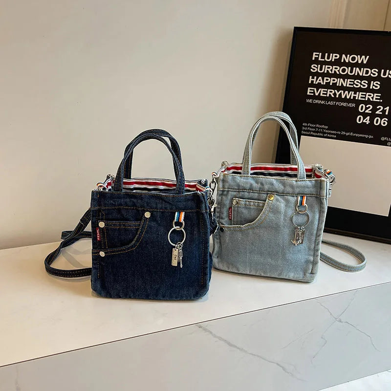 Ladies' Crossbody Bags | Creative Retro Washed Denim & Personalized Fashionable Versatile Handbags (High-quality Shoulder Bags for Girls)