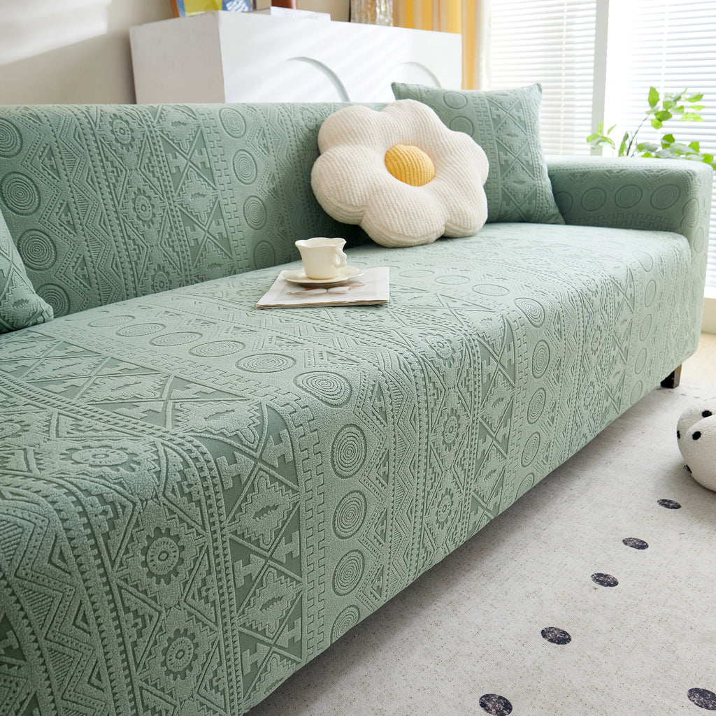 Embossed Geometric Elastic Sofa Cover Boho Stylish Decorative Furniture Covers