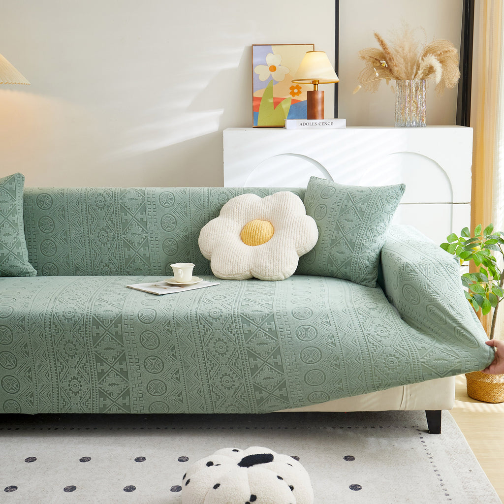 Embossed Geometric Elastic Sofa Cover Boho Stylish Decorative Furniture Covers