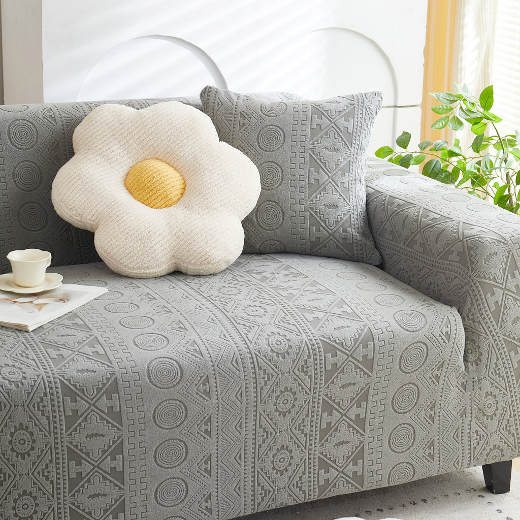 Embossed Geometric Elastic Sofa Cover Boho Stylish Decorative Furniture Covers