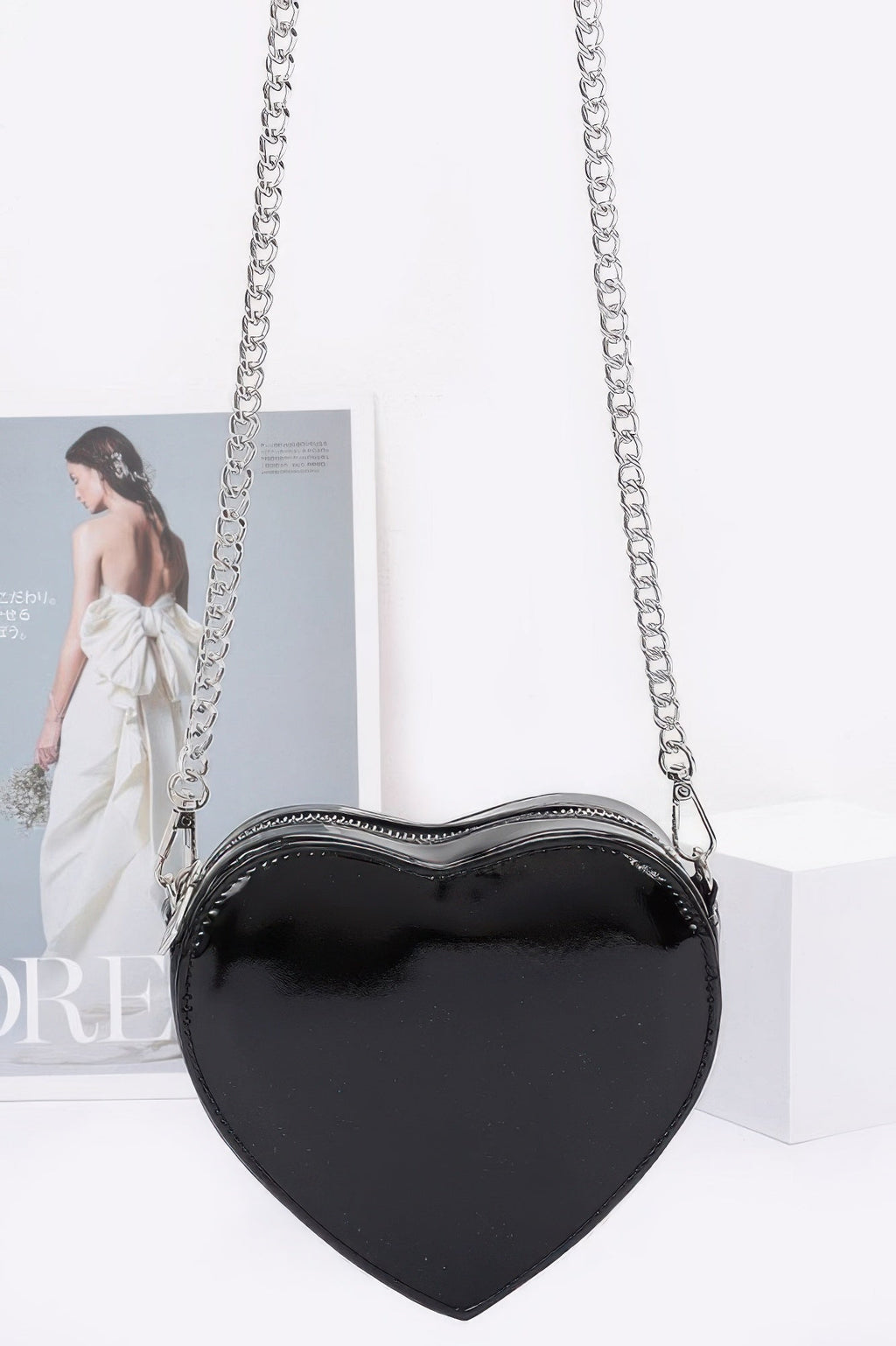 Enamel Heart Shape Crossbody Bag