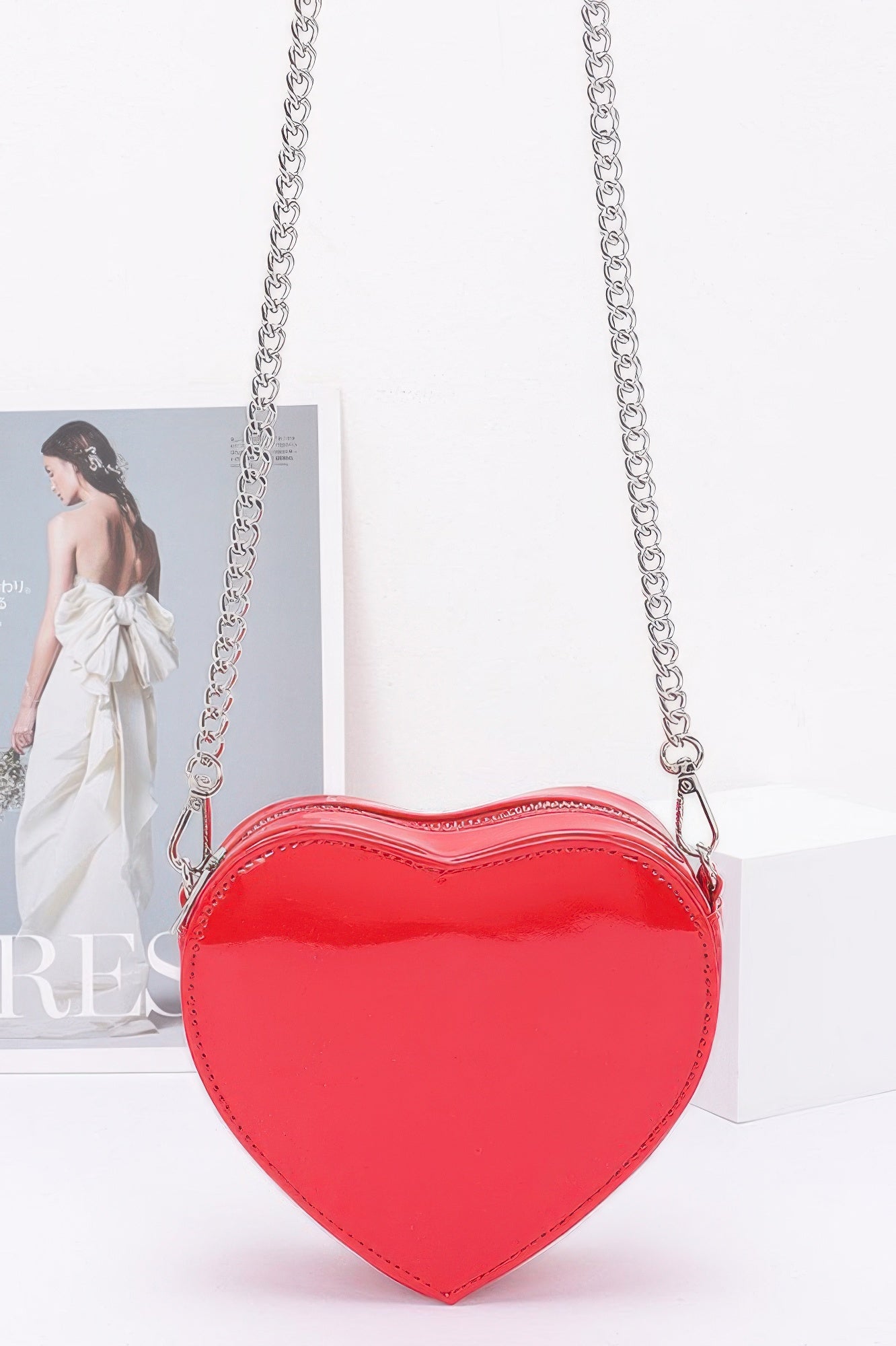 Enamel Heart Shape Crossbody Bag