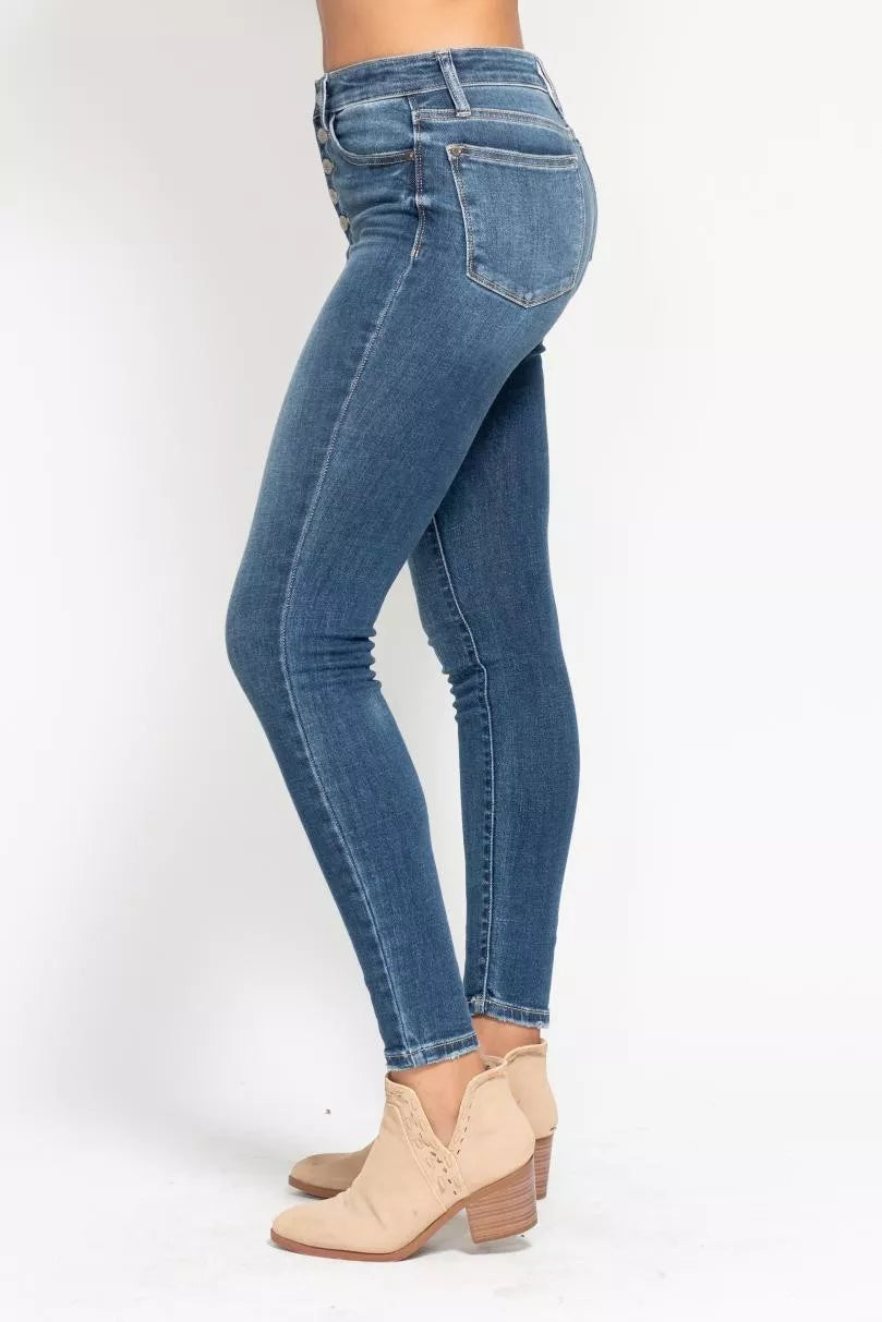 Judy Blue Full Size High Rise Button Fly Skinny Jeans Plus Size