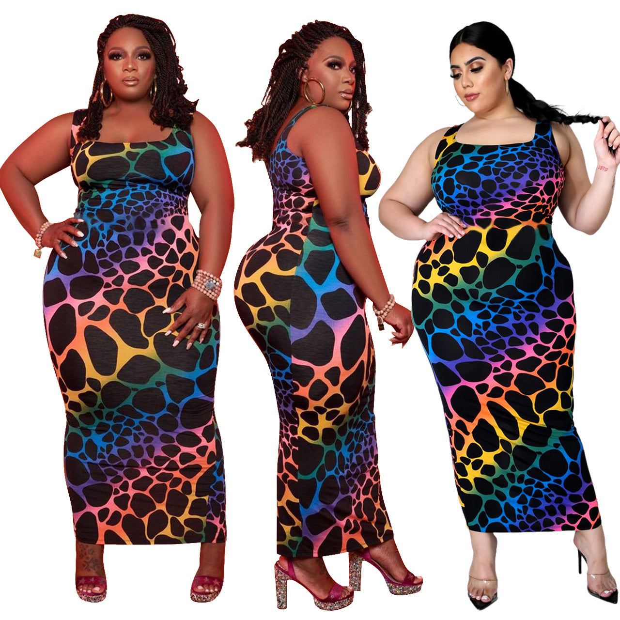 American Plus Size Color Leopard Print Womens Clothing
