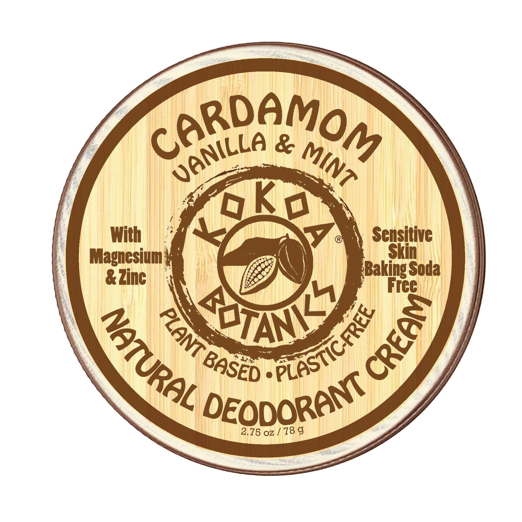 Natural Deodorant Cream - Cardamom Vanilla and Mint - Sensitive Skin - Baking Soda Free  - 2.5 oz