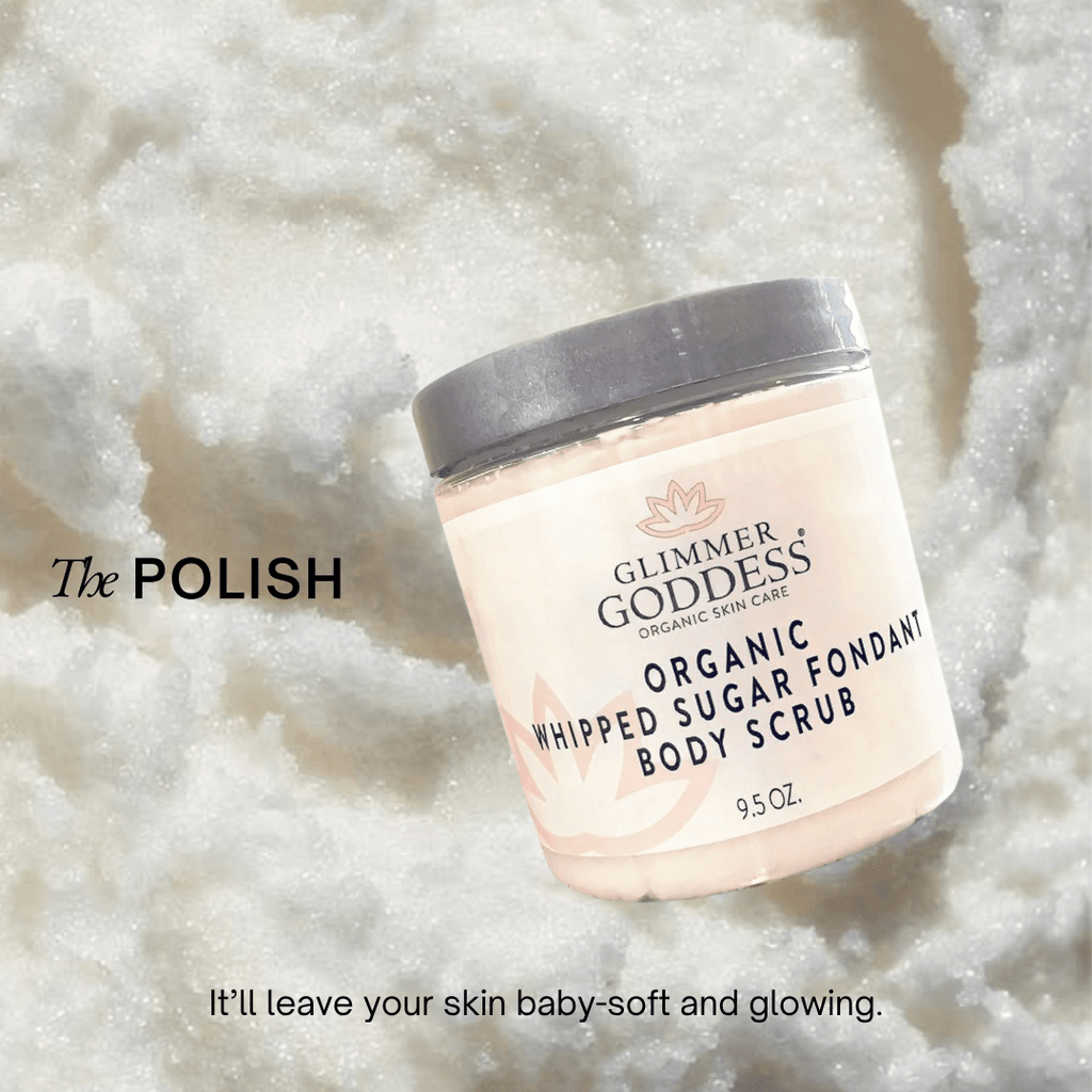 Glimmer Goddess Organic Whipped Sugar Fondant Exfoliating Body Scrub - Crepey Skin Treatment