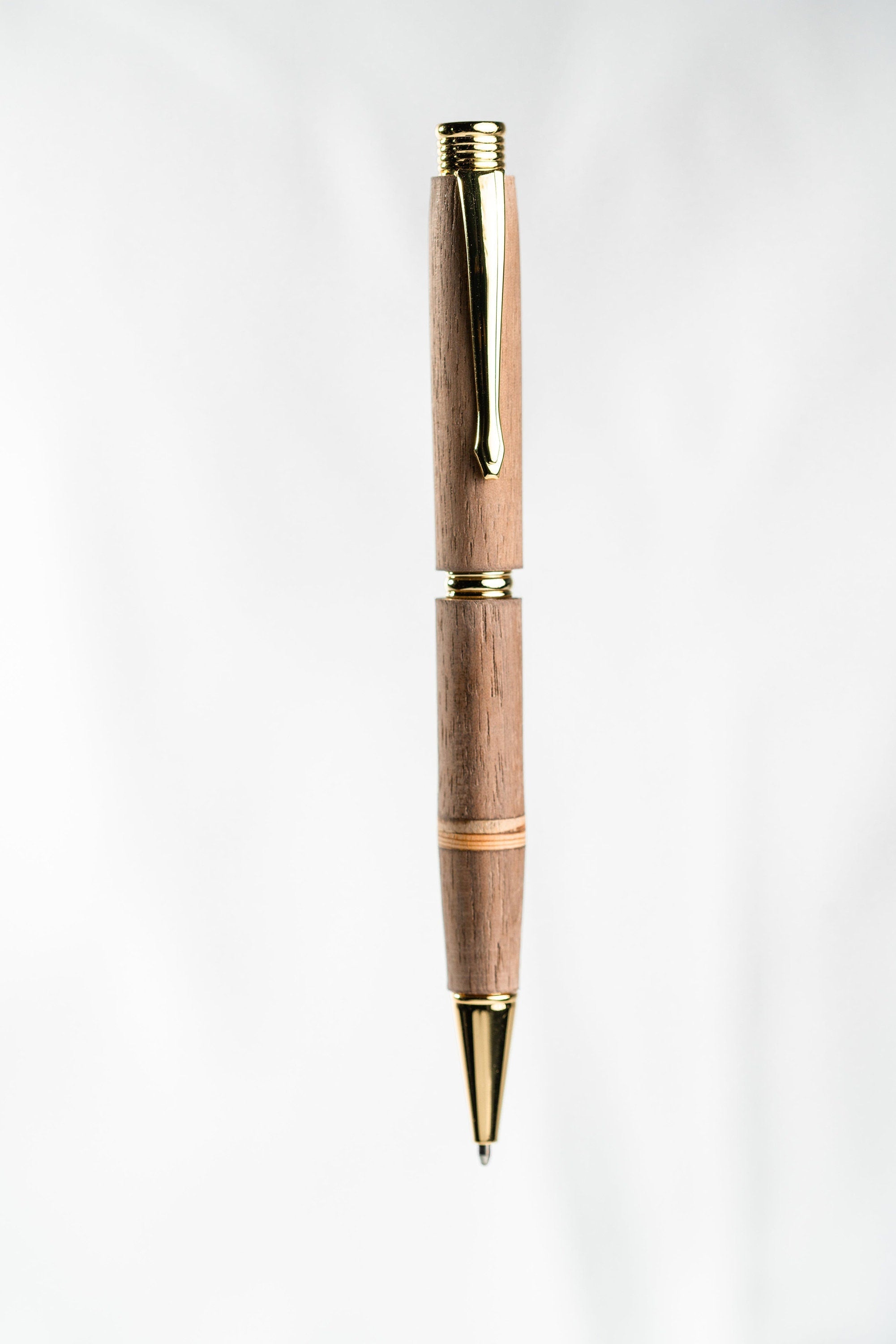Black Walnut Wooden Ballpoint Pen with Piece of 1969 Woodstock Stage Inlay-ed (Refillable Ink)
