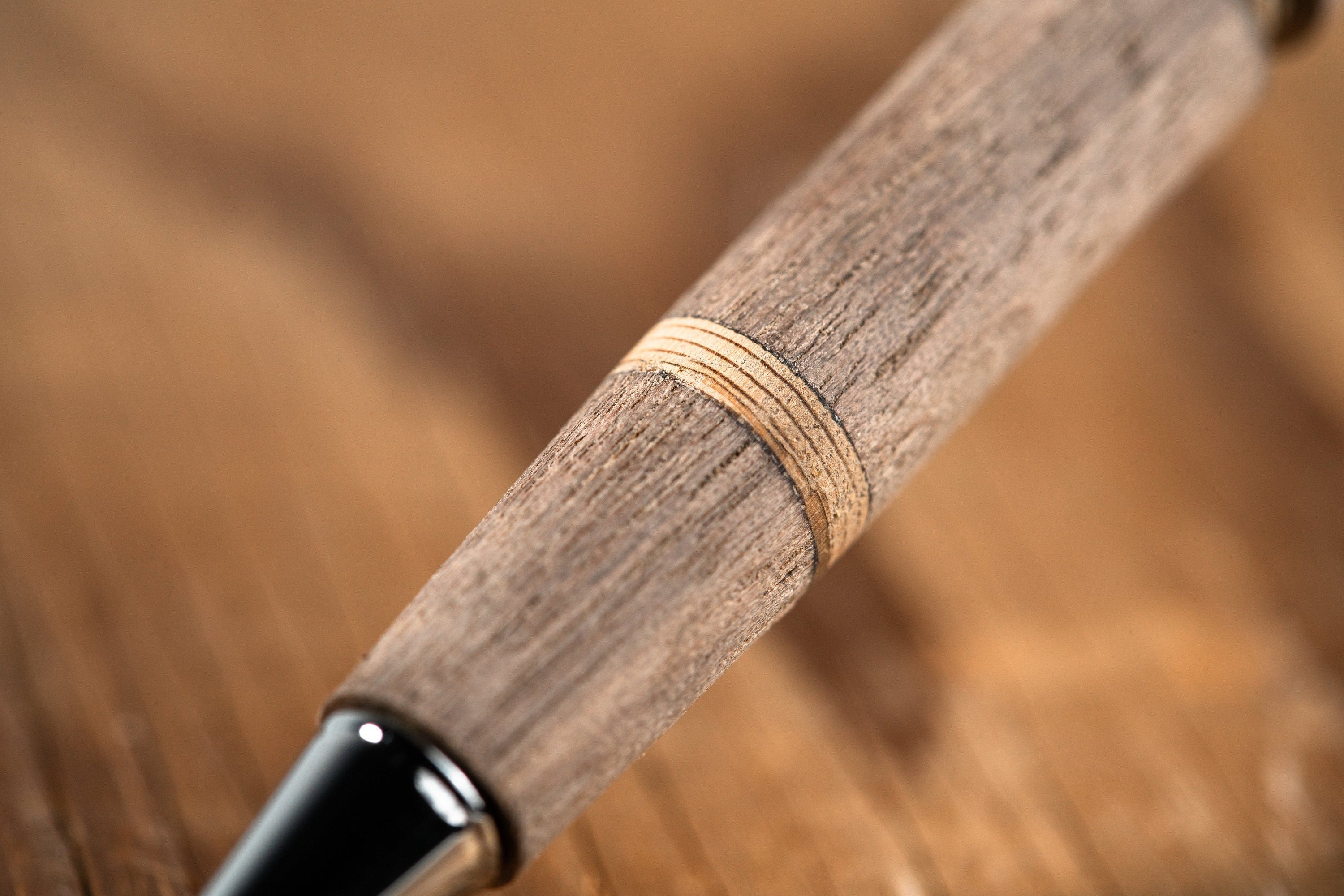 Black Walnut Wooden Ballpoint Pen with Piece of 1969 Woodstock Stage Inlay-ed (Refillable Ink)