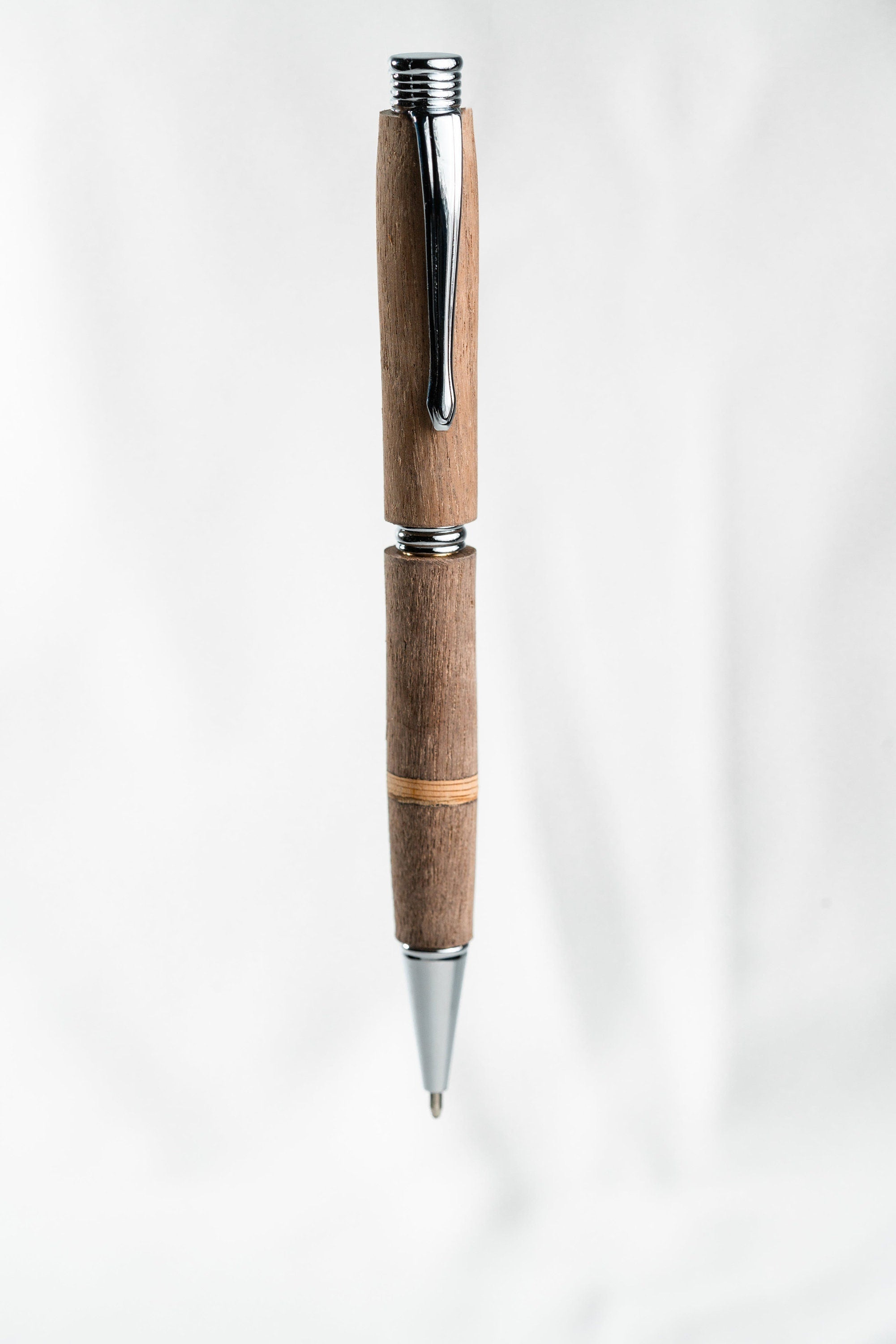 Black Walnut Wooden Ballpoint Pen with Piece of 1969 Woodstock Stage Inlay-ed (Refillable Ink)