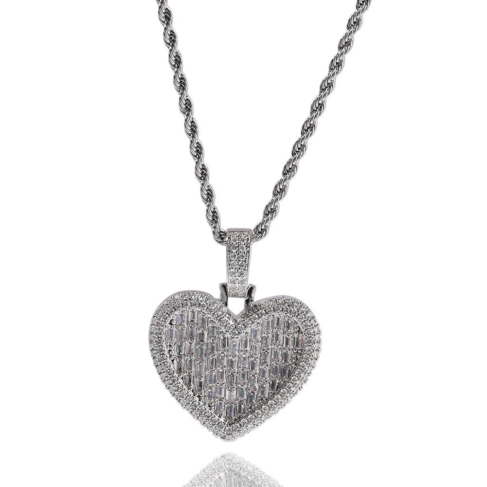 Icy Baguette Heart Chain