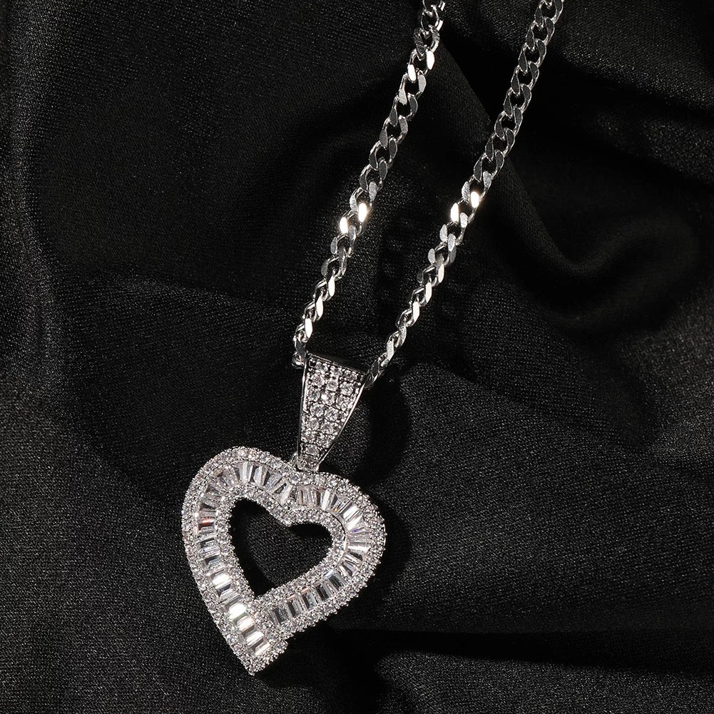 Baguette Heart Pendant Necklace